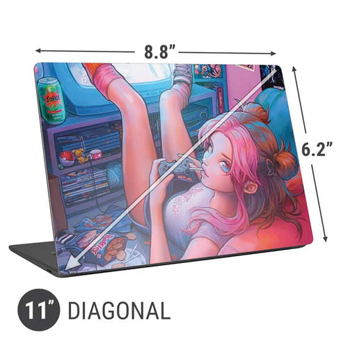 Pink Hair Anime Gamer Girl by Ivy Dolamore Universal Laptop 11in (8.8 x 6.2in) Skin